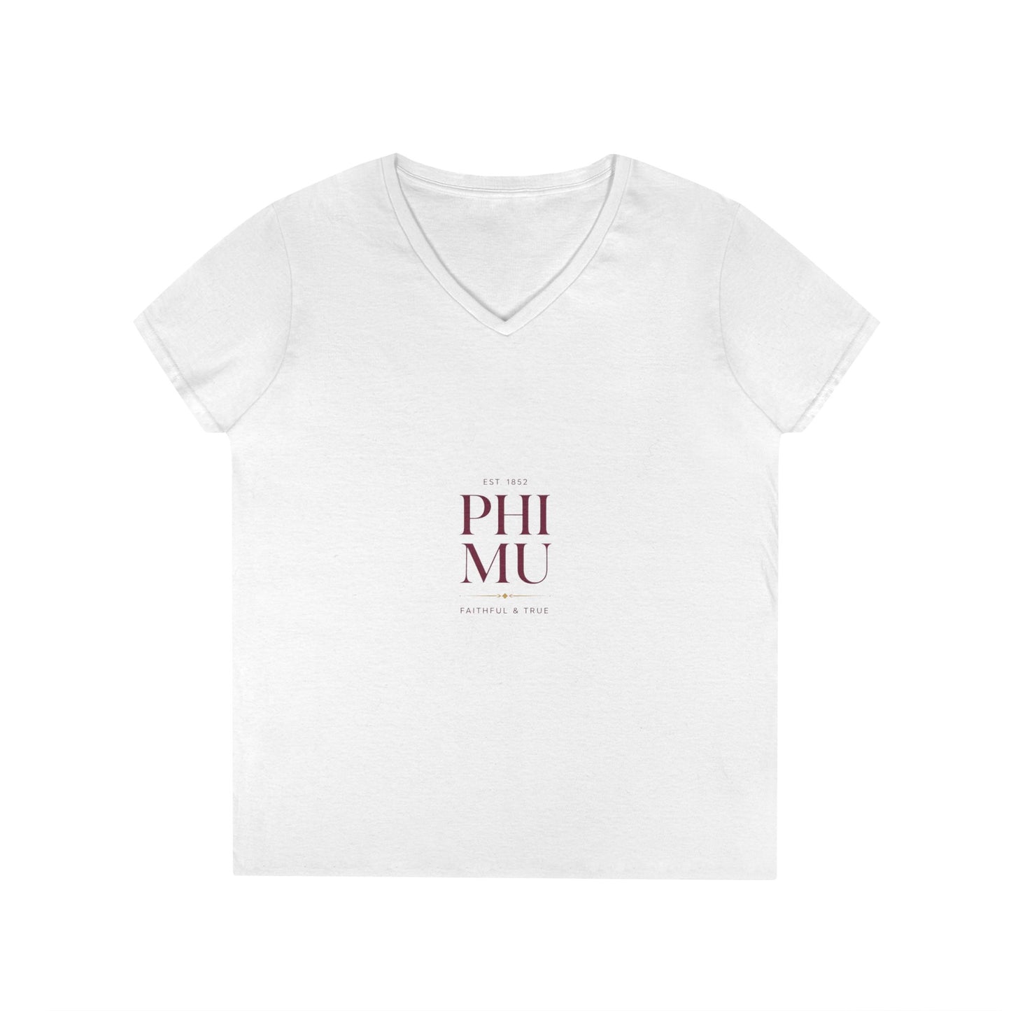 Power V-Neck - Phi Mu Established - Elegant Font