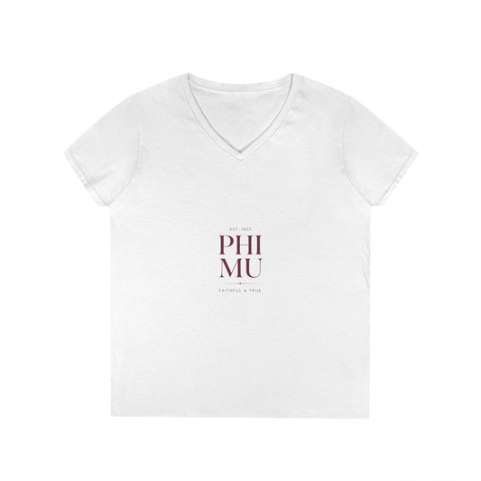 Power V-Neck - Phi Mu Established - Elegant Font
