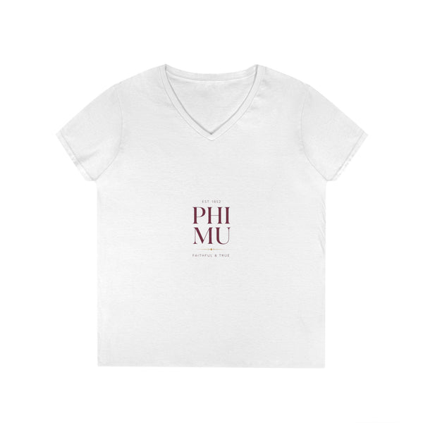 Power V-Neck - Phi Mu Established - Elegant Font